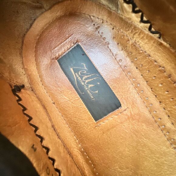 Men's Zelli Italia Brown Ostrich Leather and Black Artisan Suede loafers Size 10 - Picture 5 of 15